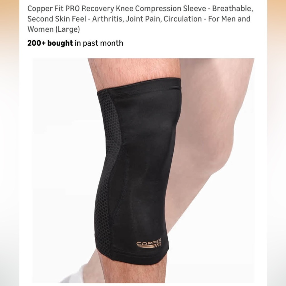 Copper Fit PRO Black Knee Compression Sleeve size LARGE UNISEX